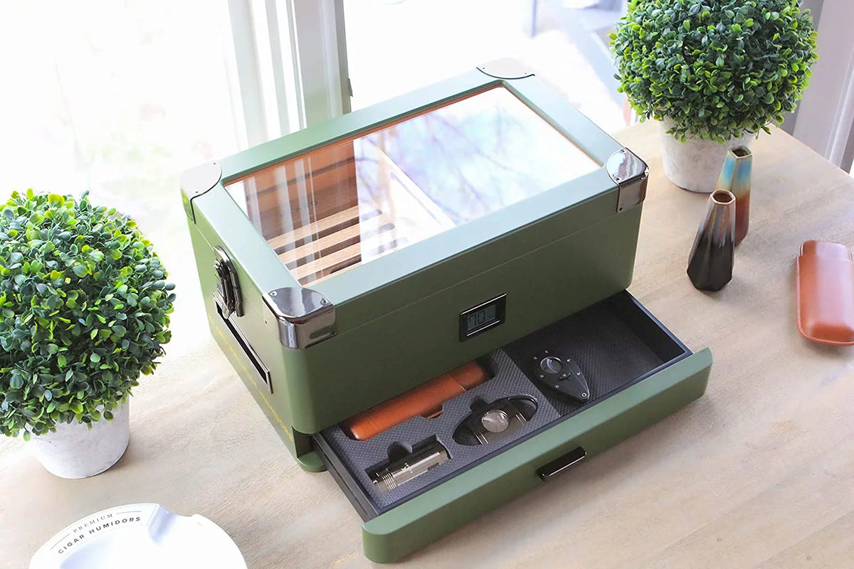 Glass Top Humidor with Front Hygrometer C73115