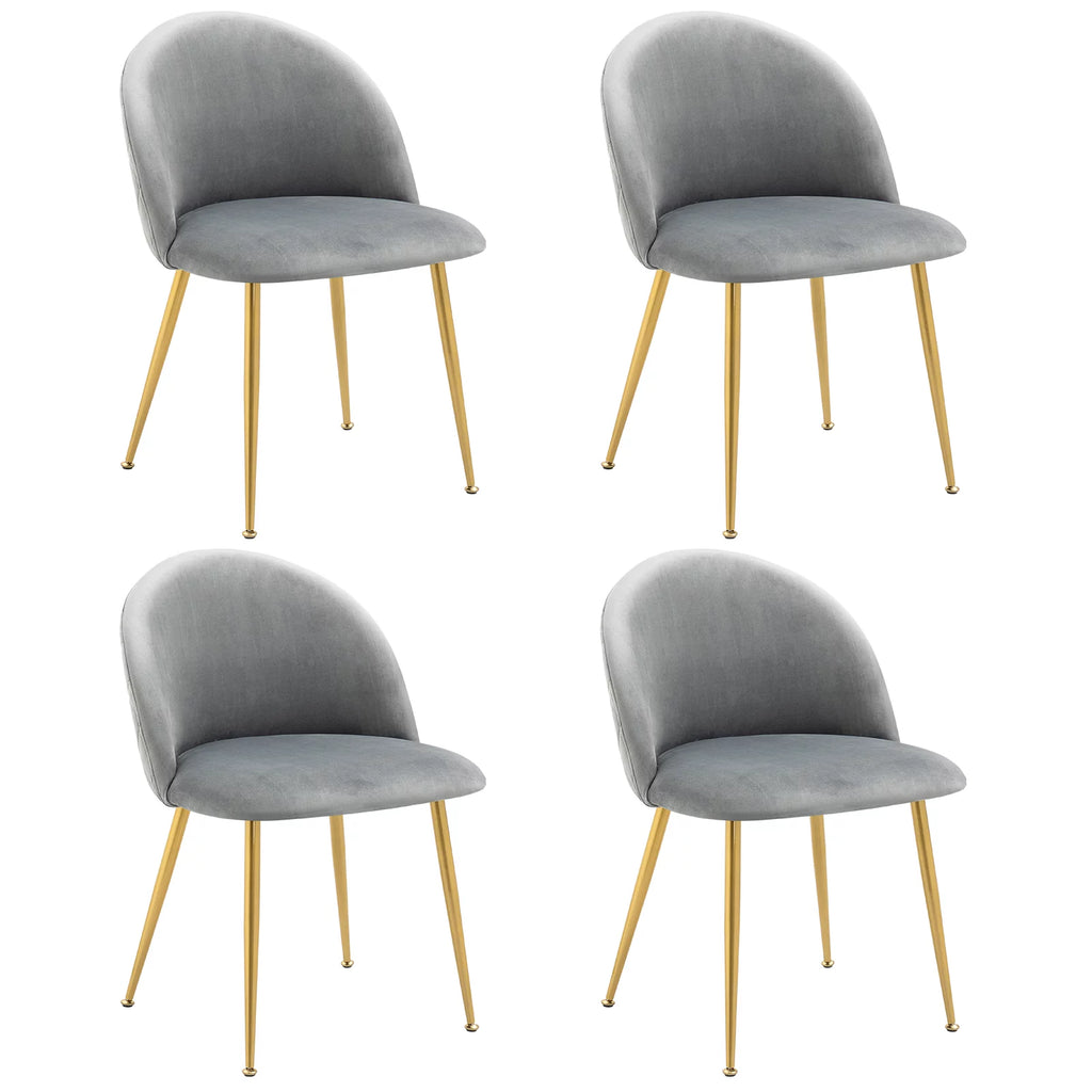 Set of 4 Grey Upholstered Velvet Dining Chairs O1269
