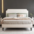 Queen Upholstered Platform Bed Frame with Adjustable Headboard V58305