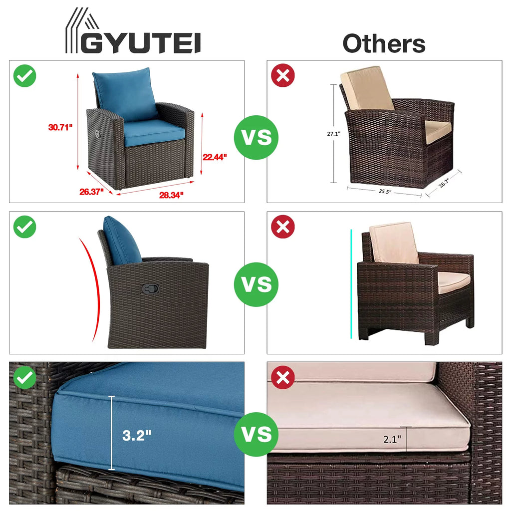 6 Pieces Wicker Rattan Sofa and Table V812712