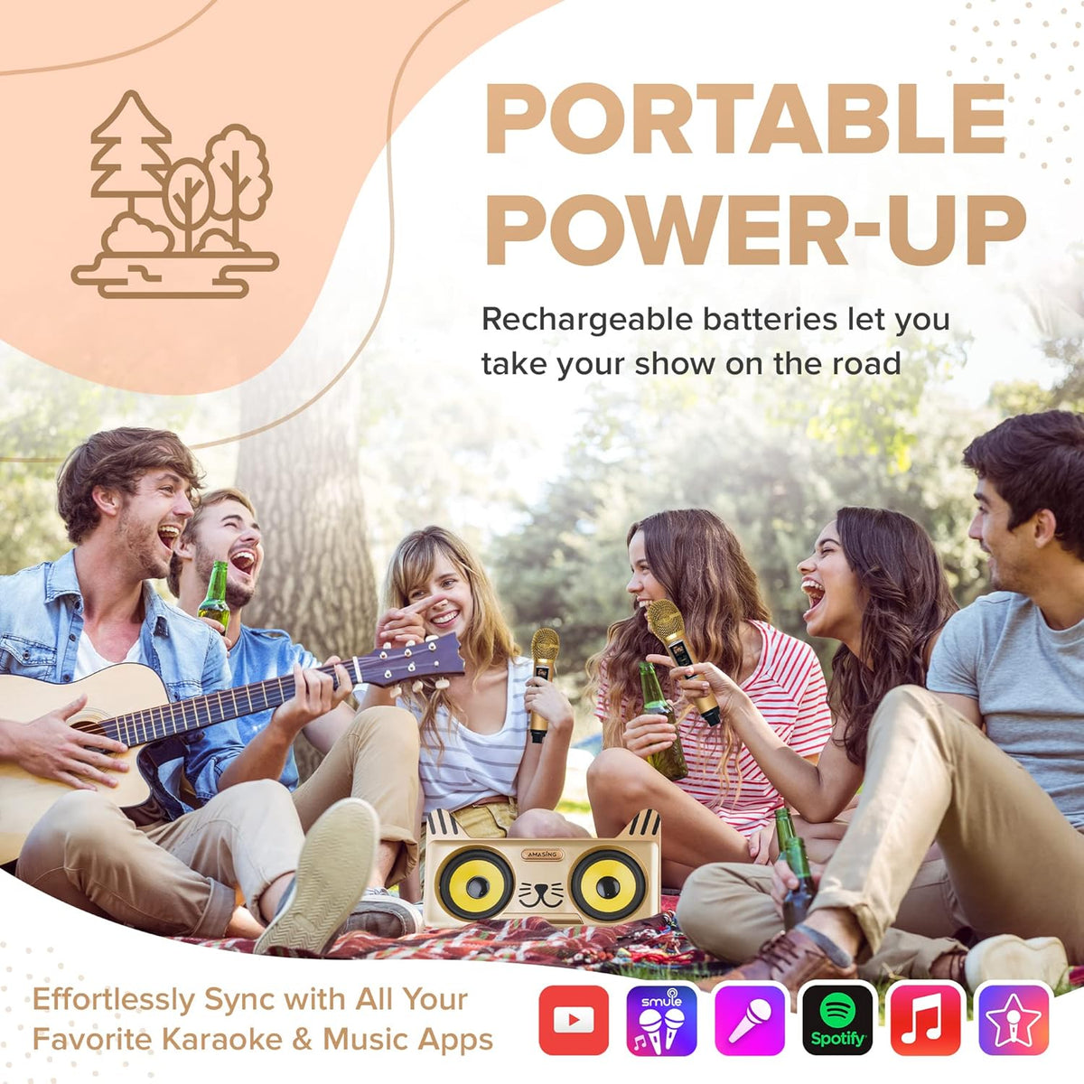 Portable Cat Karaoke Machine with 2 Wireless Microphones O619572