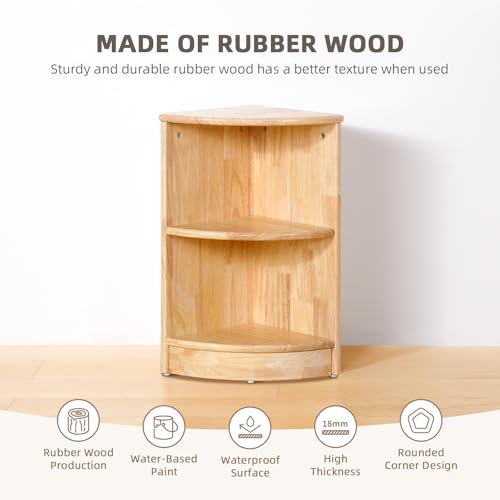 Rubber Wood 2-Tier Corner Storage Cabinet O582