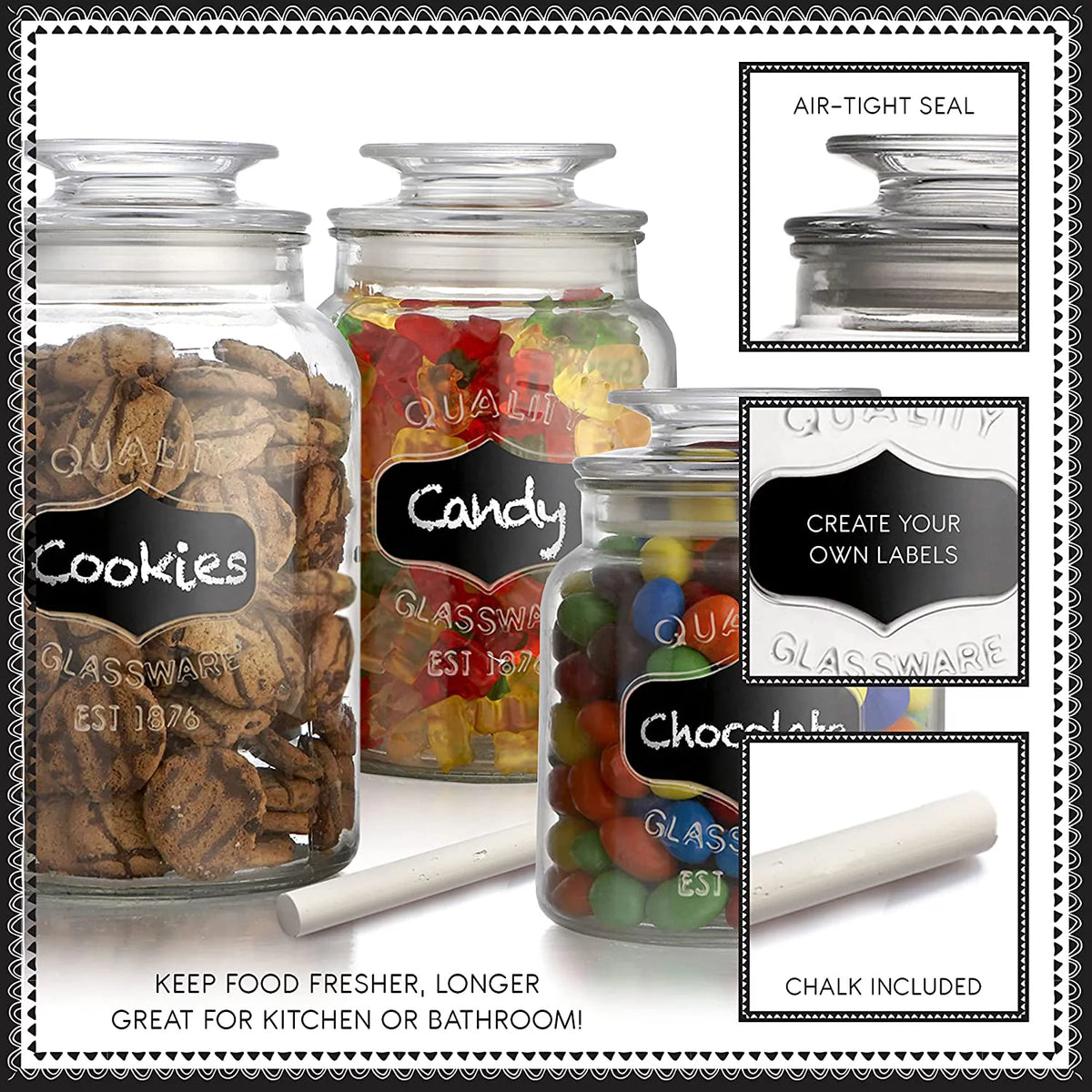 Clear Glass Food Storage Containers Set of 3 J42297