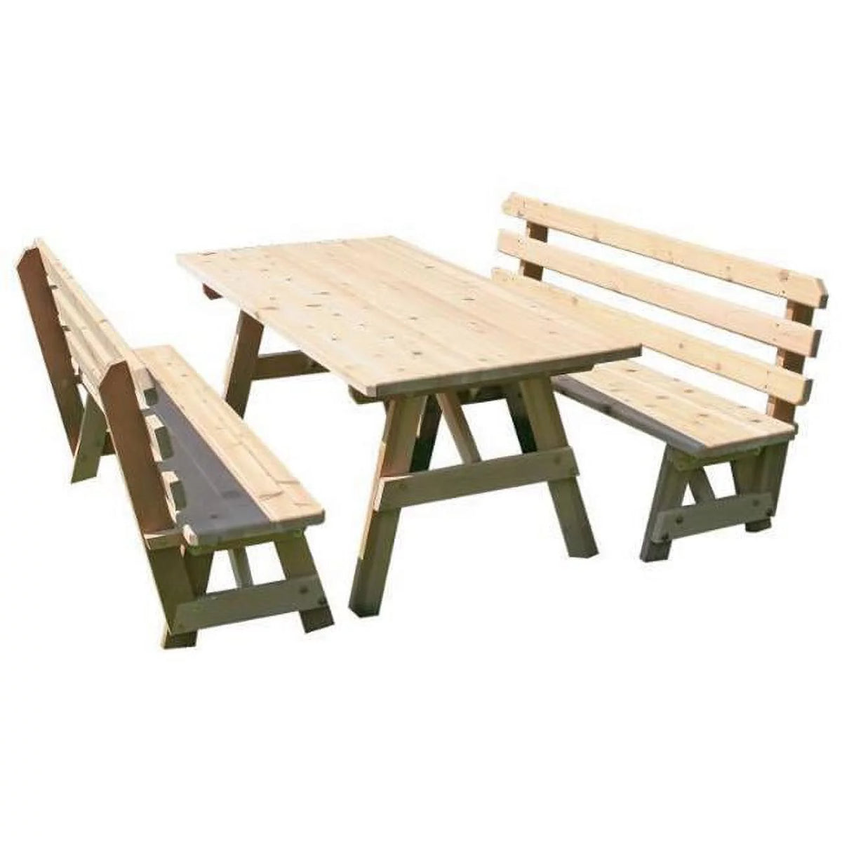 Red Cedar Picnic Table with 2 Backed Benches J305575
