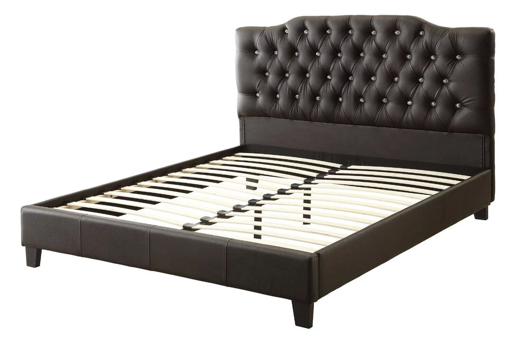 Black Faux Leather Queen Size Platform Bed N23616