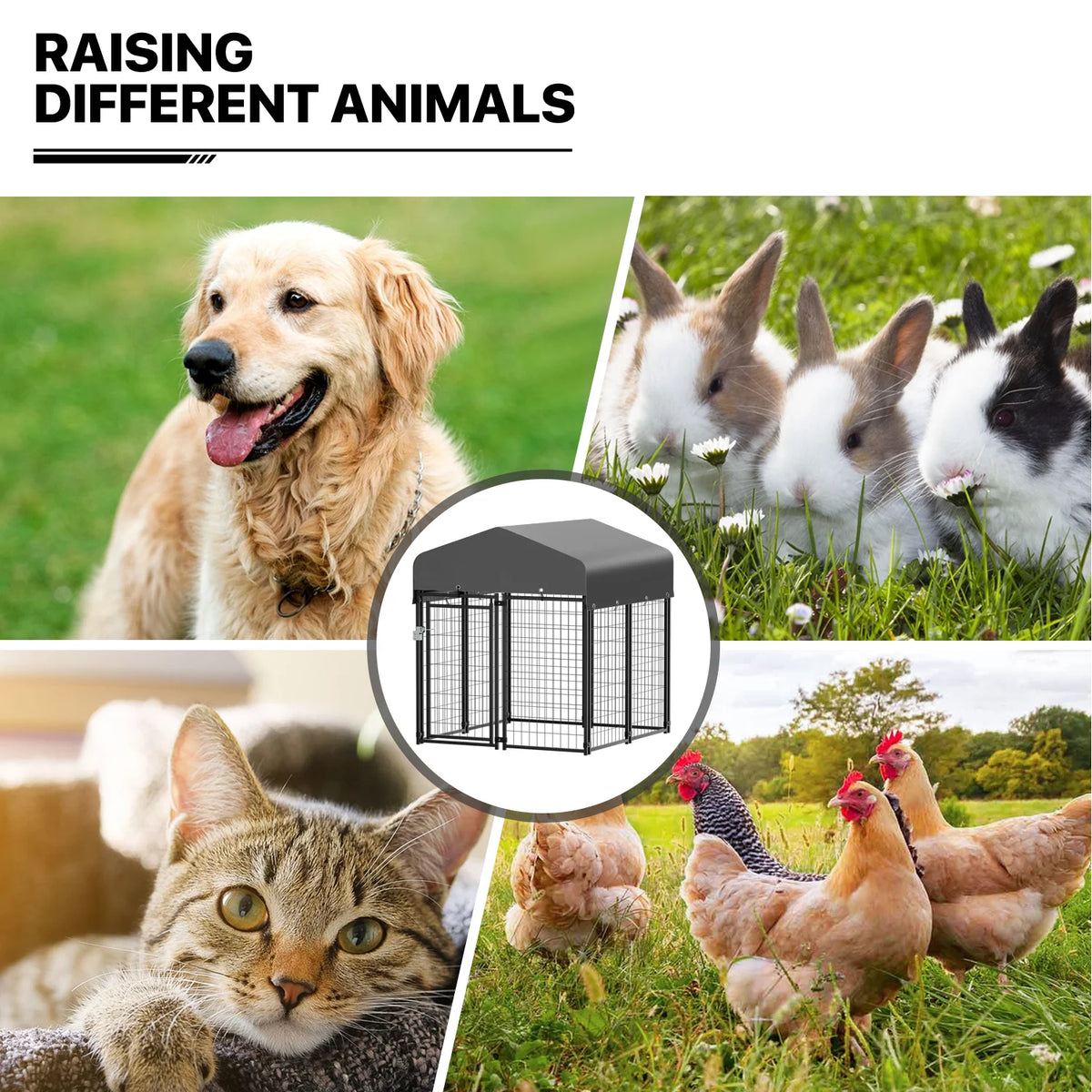 4ft x 4.25ft x 4.5ft 8 Panels Outdoor Dog Kennel B11472