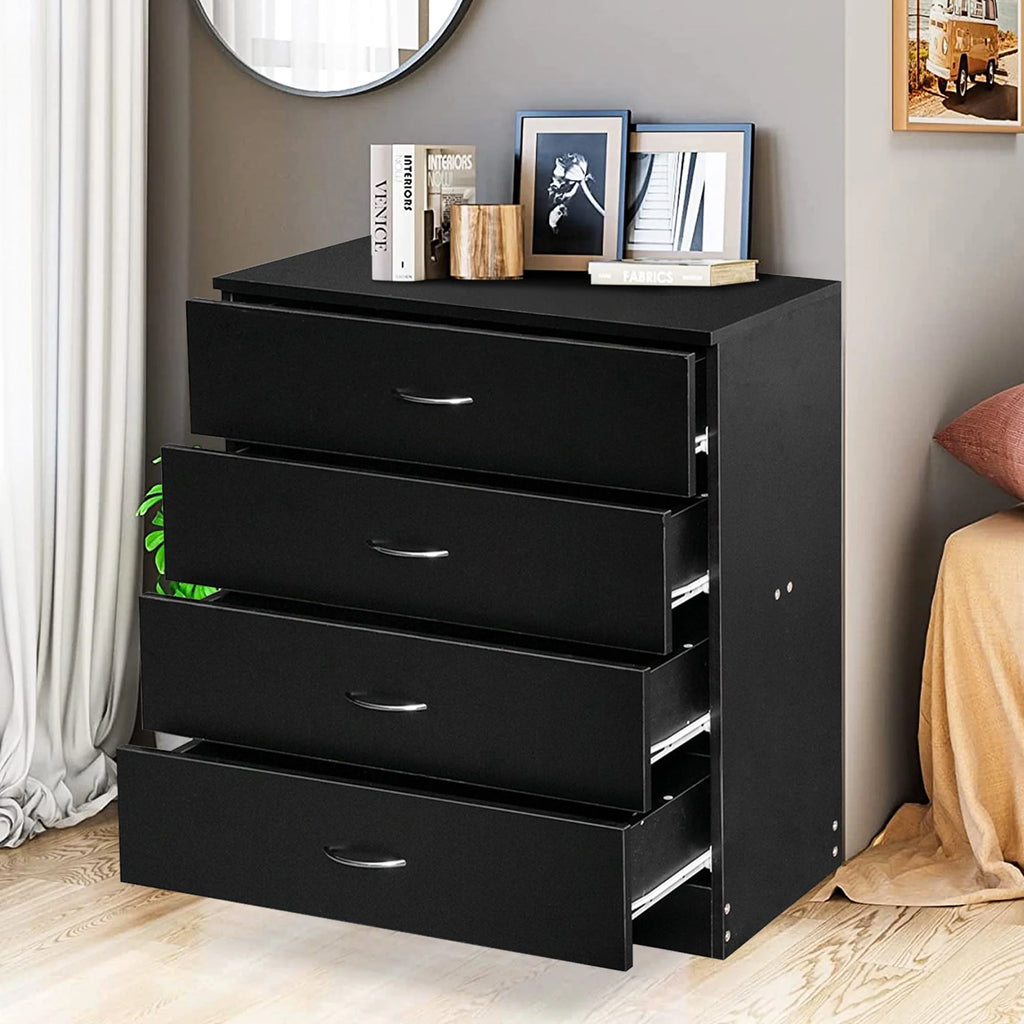 Black 4 Drawer Wood Dresser P712
