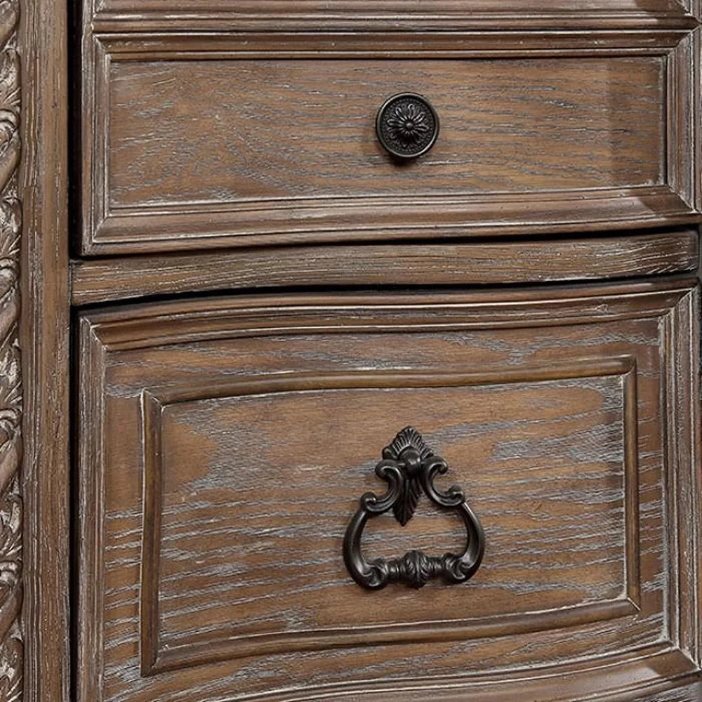 Rustic 3 Drawer Solid Wood Nightstand K15420