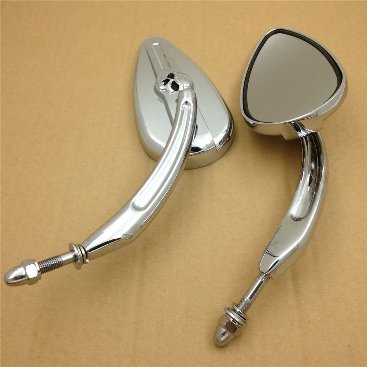 Skull Flame Side Mirrors chrome D984