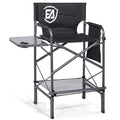 Tall Folding Chair with Side Table Cup Holder Storage Pocket Blue Grey O655