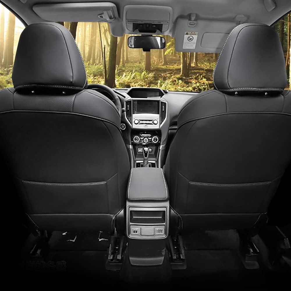 Faux Leather Car Seat Covers Full Set Black Y56608