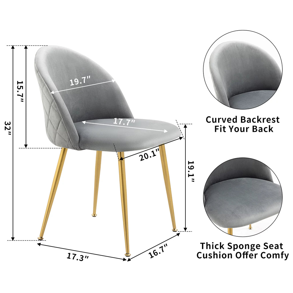 Set of 4 Grey Upholstered Velvet Dining Chairs O1269