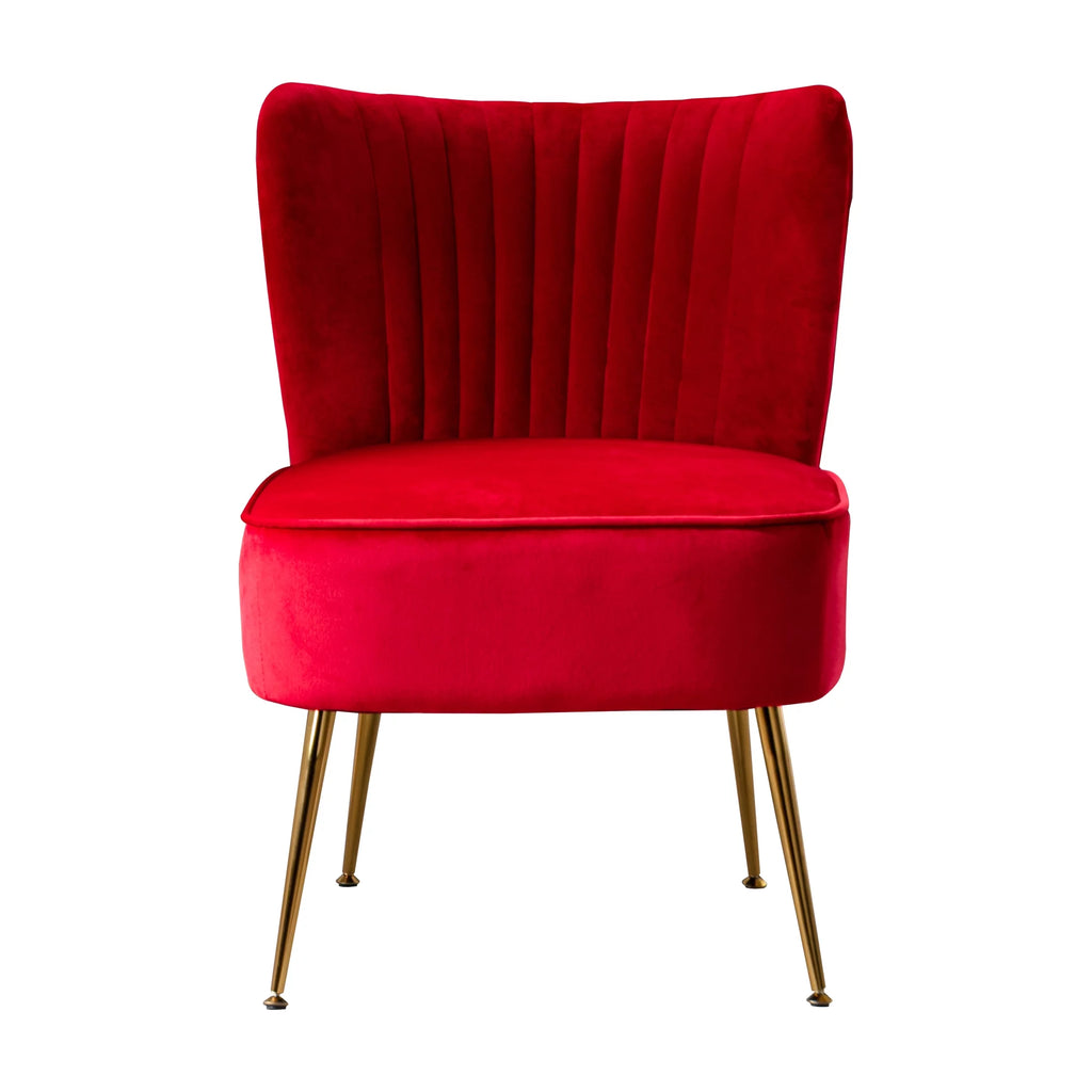 Red Tufted Velvet Accent Chair Z144688