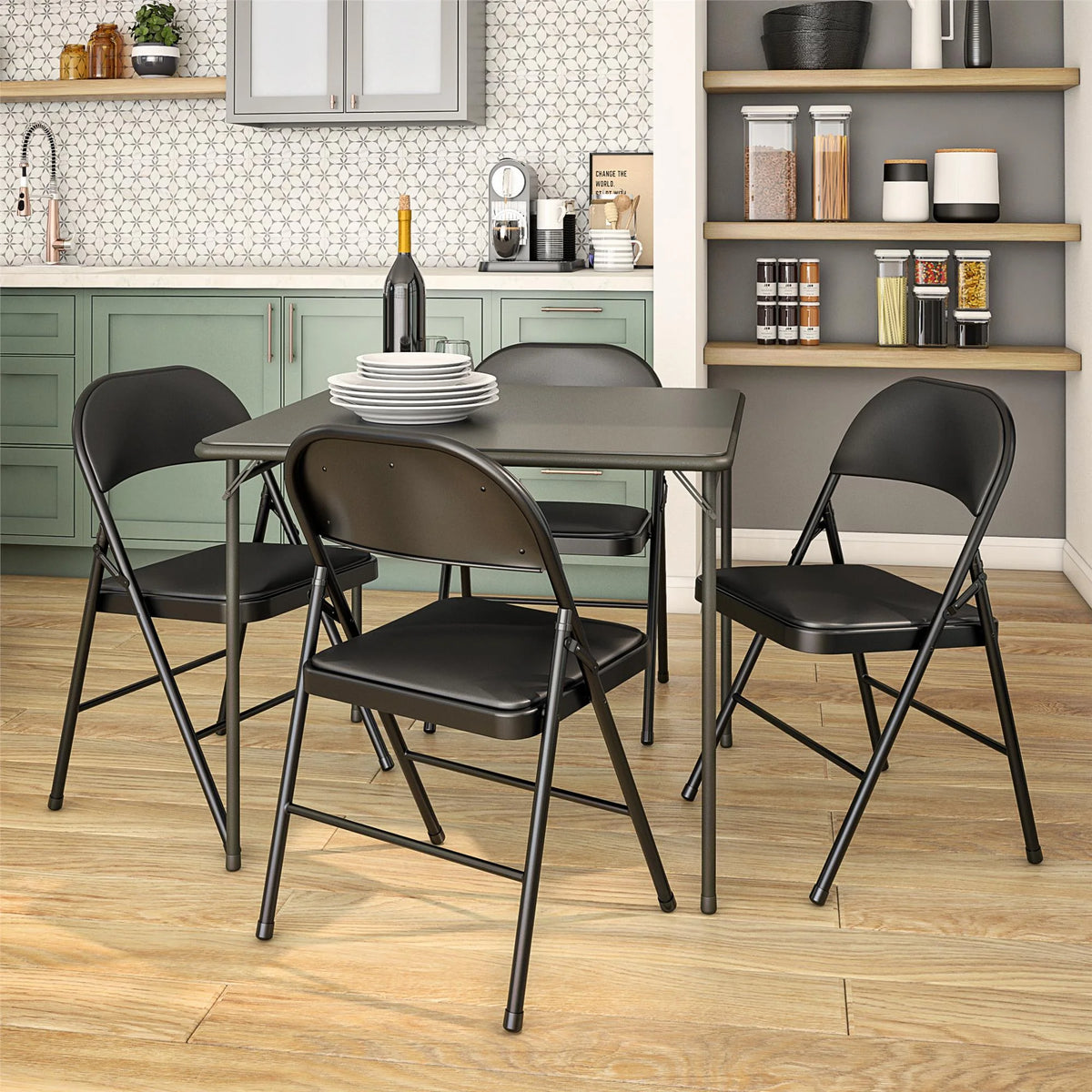 Black Vinyl Padded Metal Folding Chair 4-Pack R664