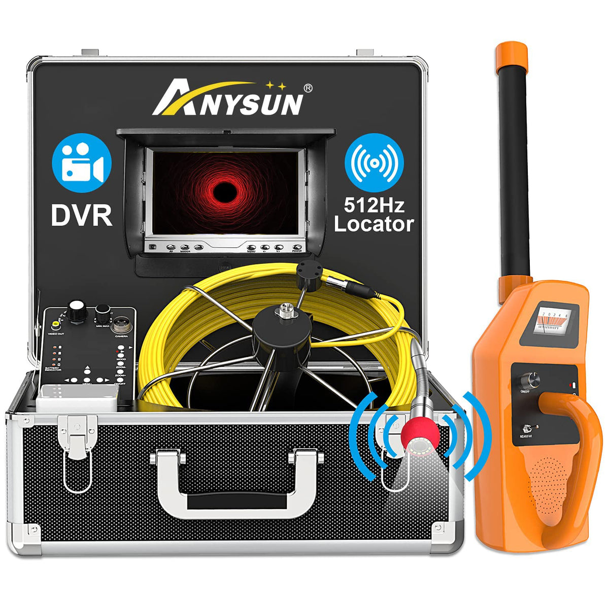 100ft IP68 Waterproof Sewer Inspection Camera with 512Hz Sonde and 7 LCD Monitor K670