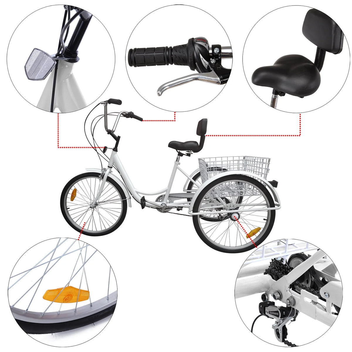 7-Speed Adult 3-Wheel Tricycle with Basket N783