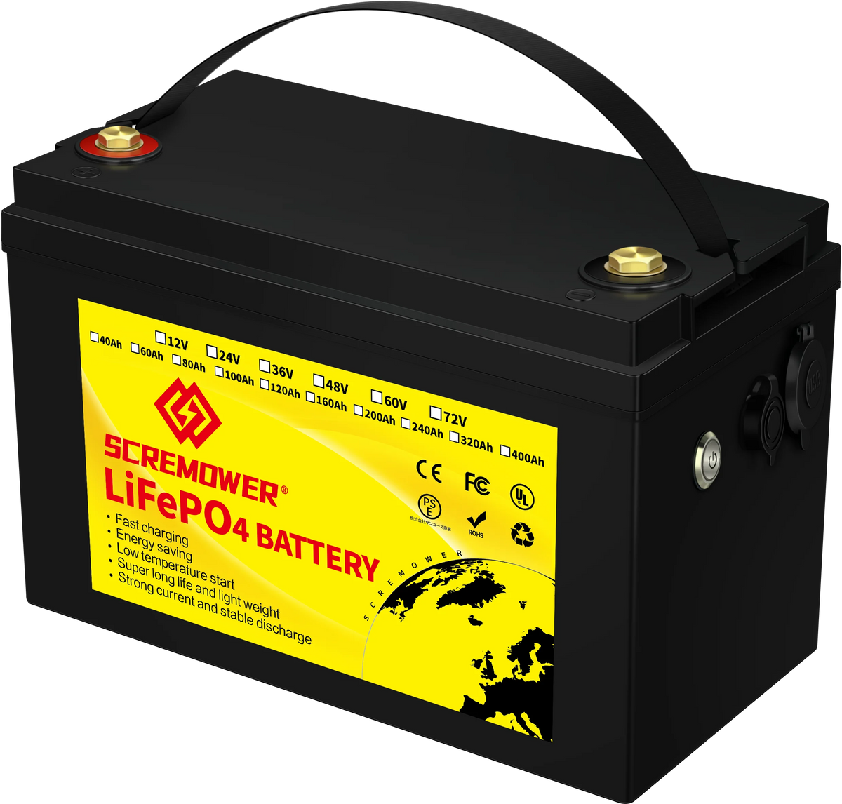 12V 100AH LiFePO4 Lithium Battery with 100A BMS L183
