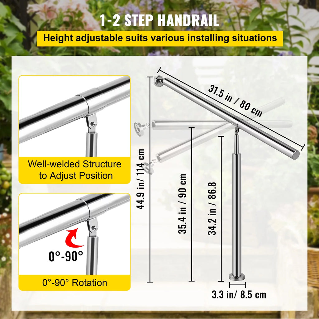 Stainless Steel 1 Step Handrail 80 x 90 CM W722966