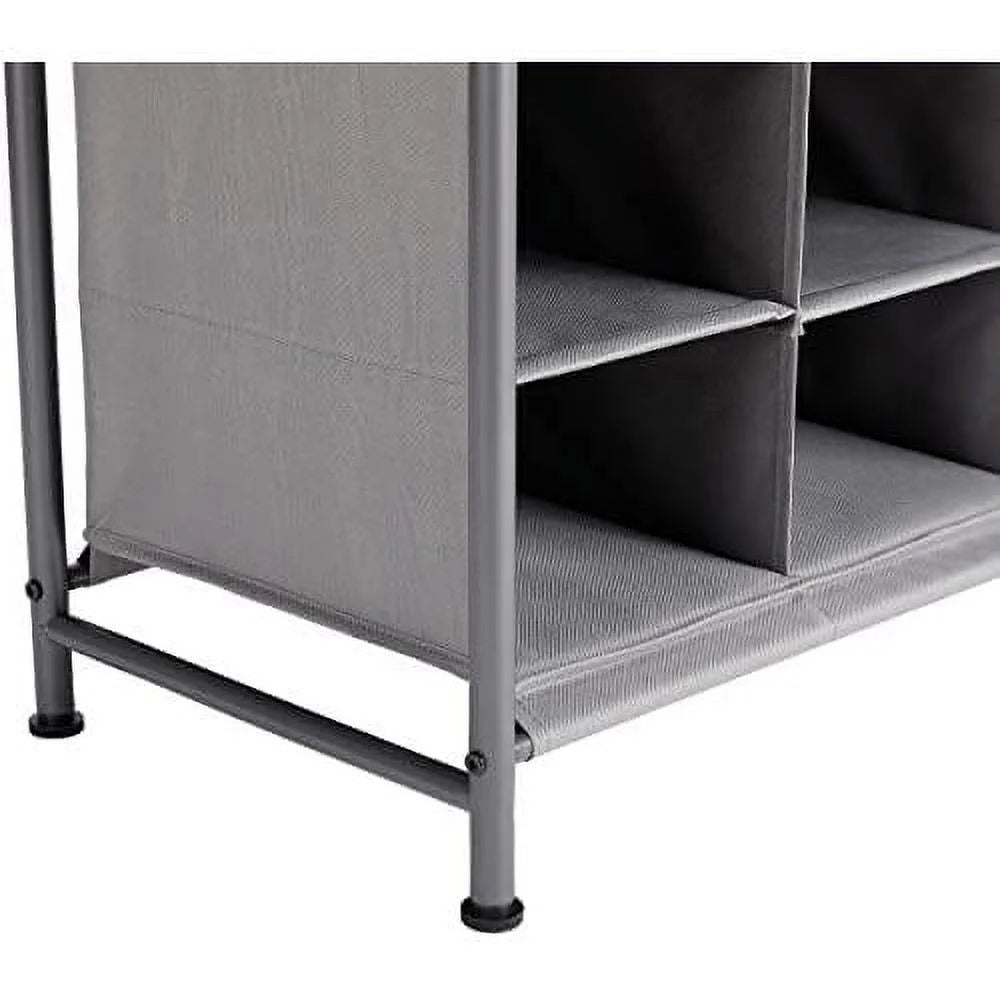 Grey 16 Cubby Shoe Rack Organizer with 4 Drawers S94850