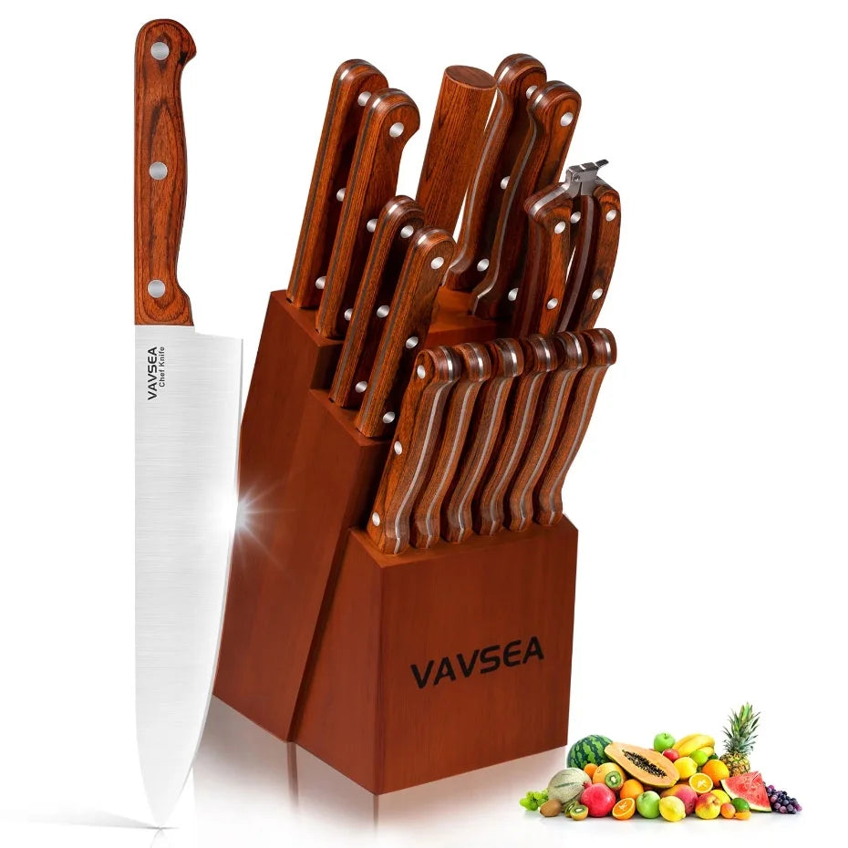 16 Pieces Stainless Steel Knife Block Set V9554