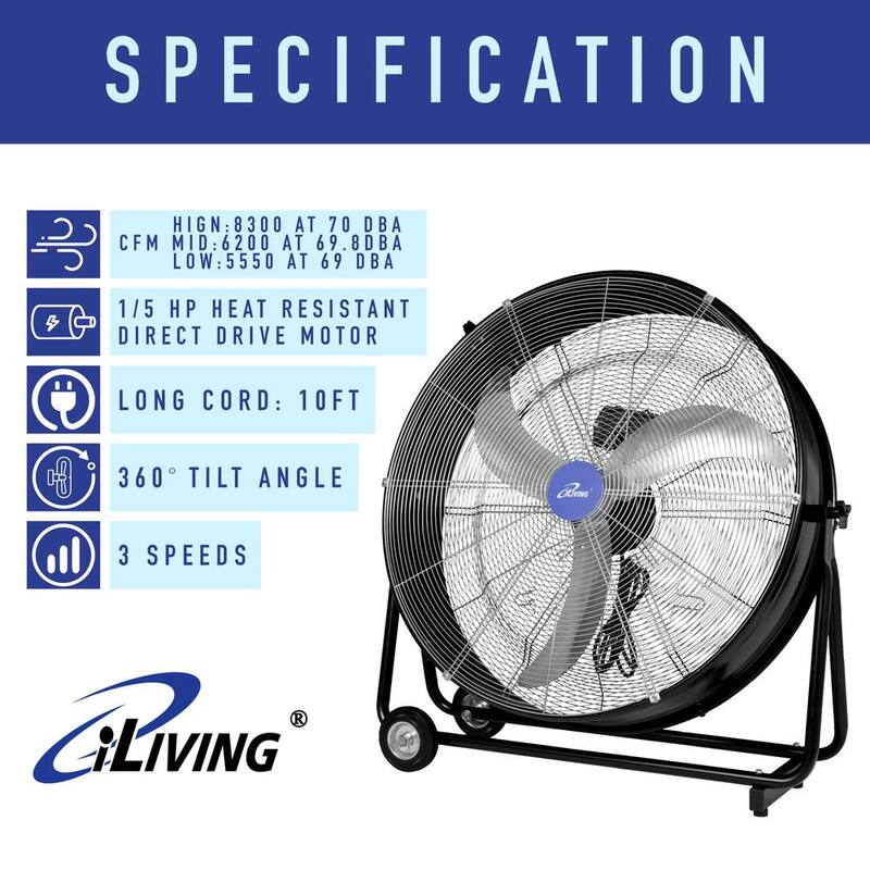 30 in. 3-Speed Portable High Velocity Drum Fan O6040