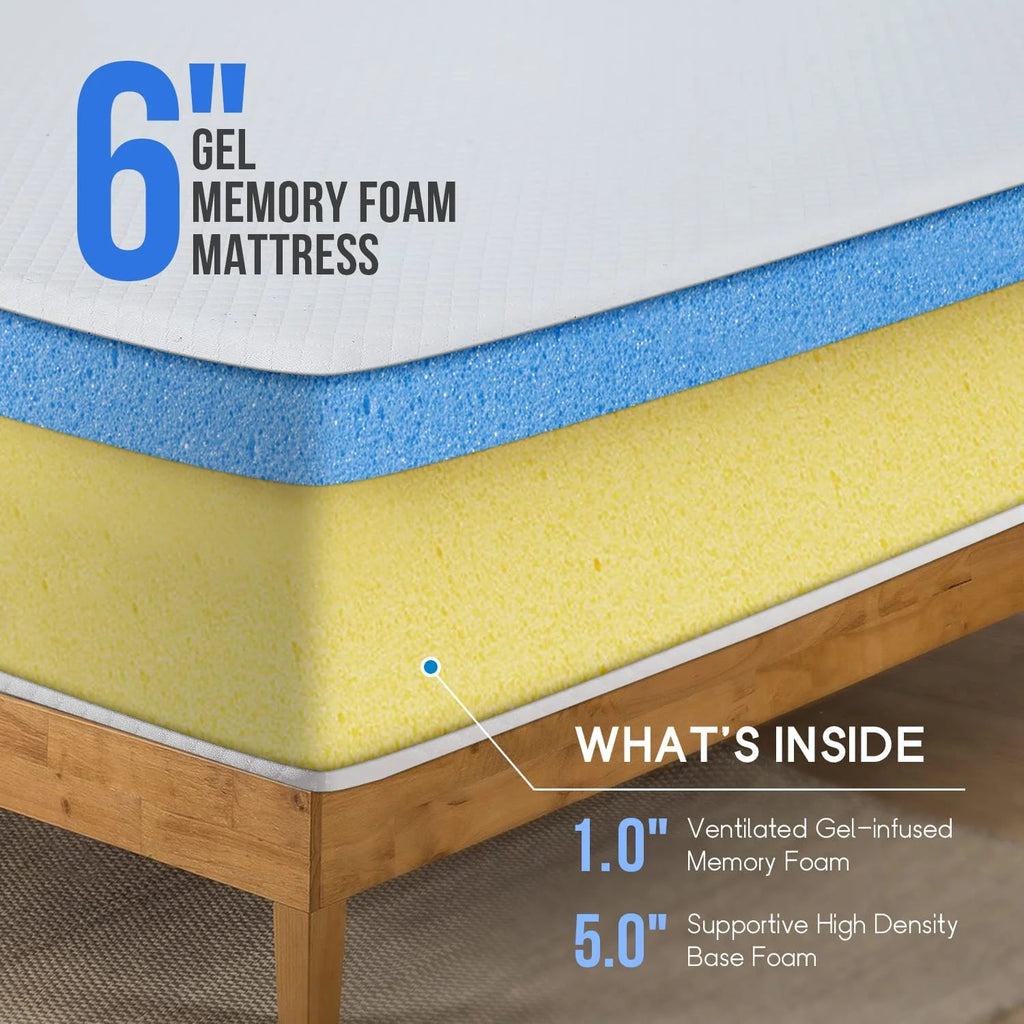 Twin 6 inch Gel Memory Foam Mattress K9649
