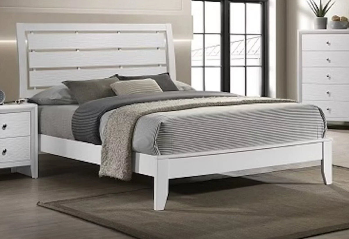 Twin Size White Wood Panel Bed G89413