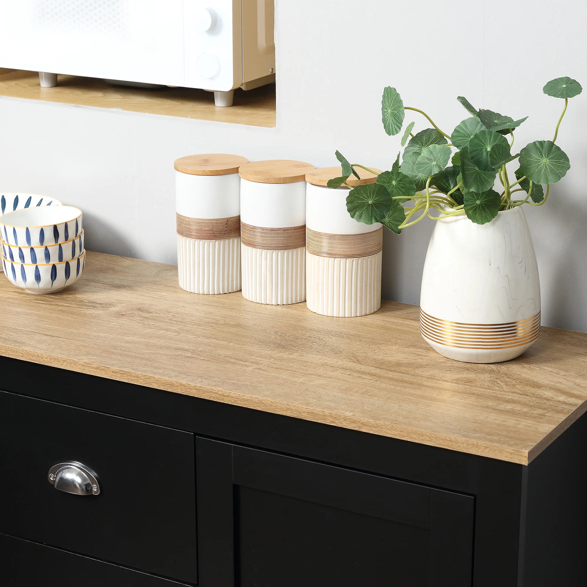 Black Kitchen Sideboard with 3 Drawers Z517696