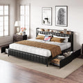 King Bed Frame with Storage Drawers and Upholstered Platform Bed Q265