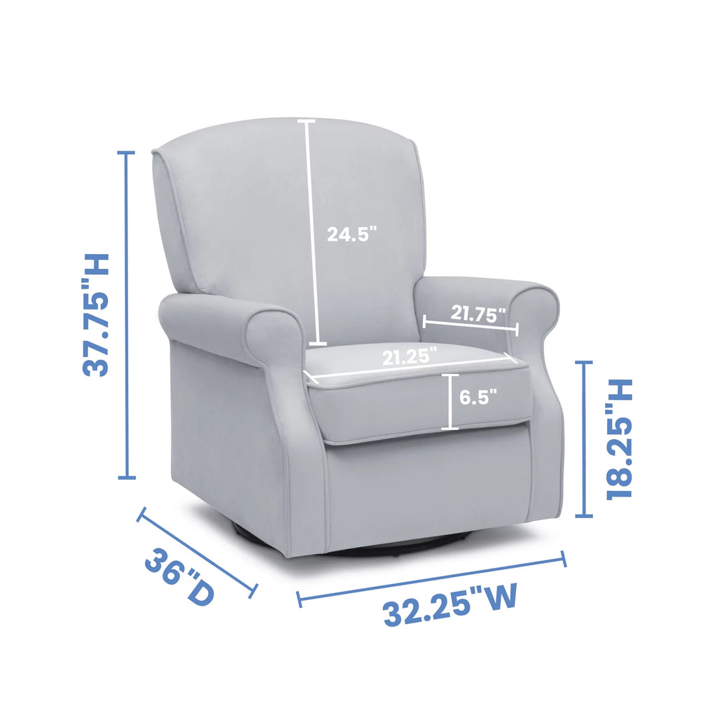 Dolphin Grey Velvet Swivel Rocker Chair N897850