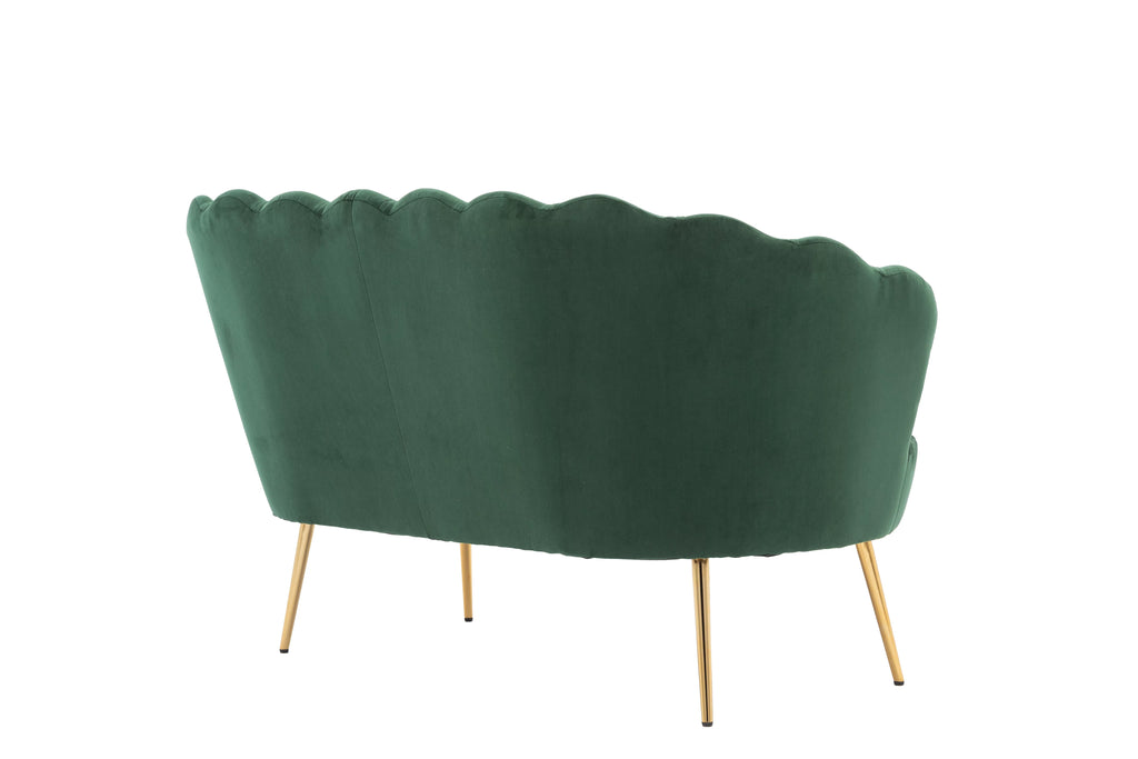 Green Velvet Upholstered 2 Seats Loveseat with Metal Legs X522