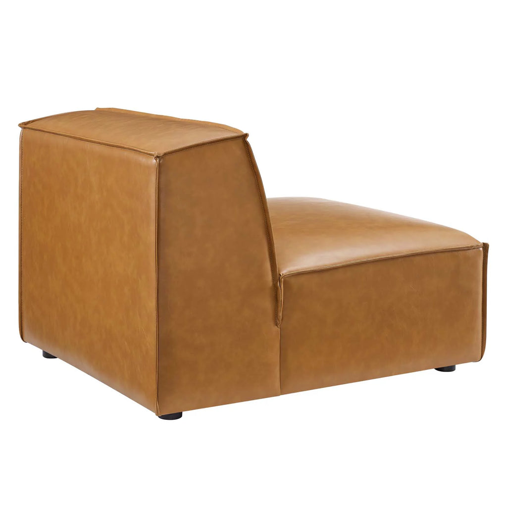 5-Piece Vegan Leather Sectional Sofa in Tan Q7963