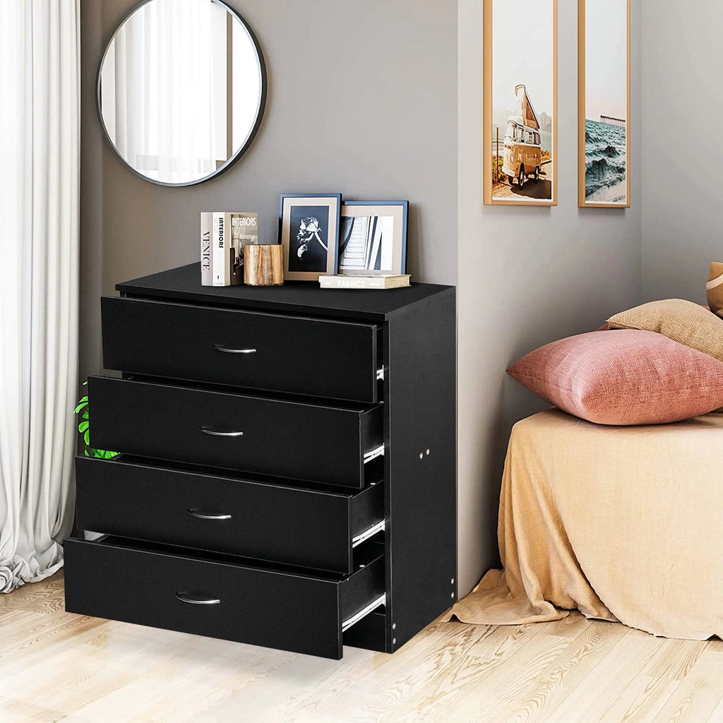 Black 4 Drawer Wood Dresser P712