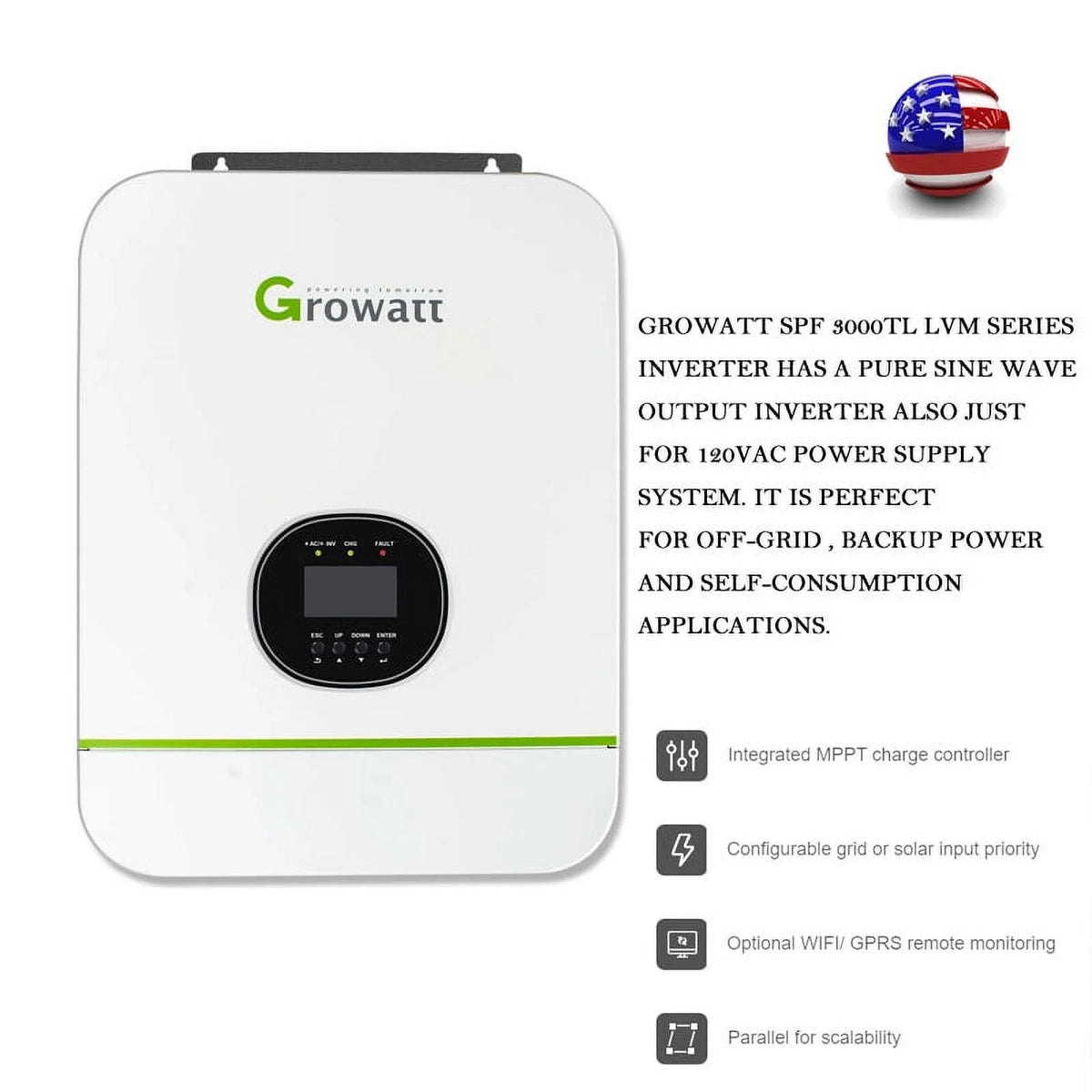 3000W Split Phase Solar Inverter 48V Pure Sine Wave MPPT 80A U920