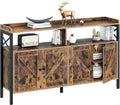 Rustic Brown 55Inch Console Table with Cabinet and Open Shelf B321