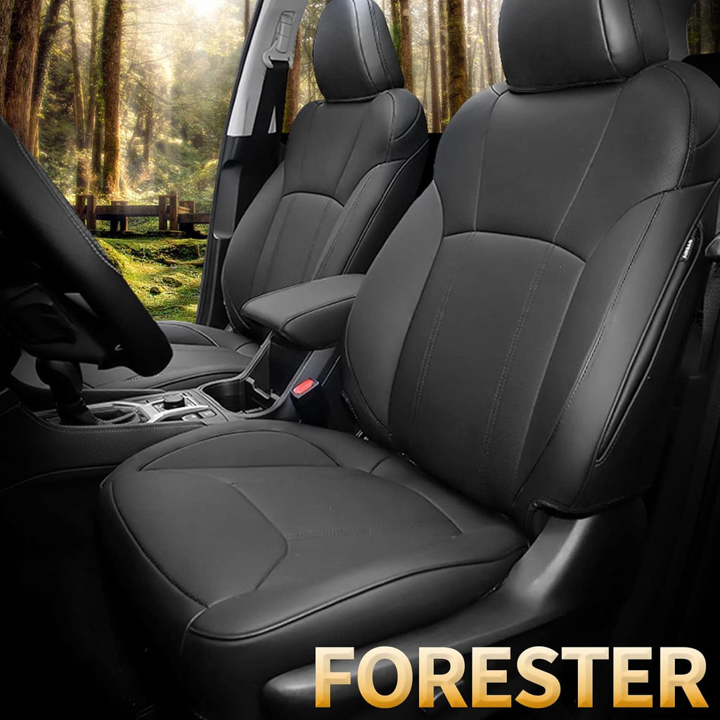 Faux Leather Car Seat Covers Full Set Black Y56608