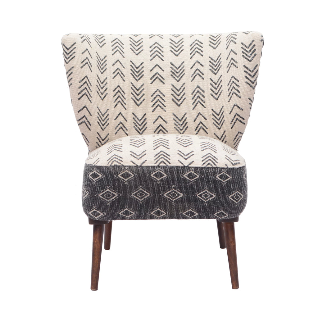 Cream Charcoal Accent Chair with Wooden Legs V93558