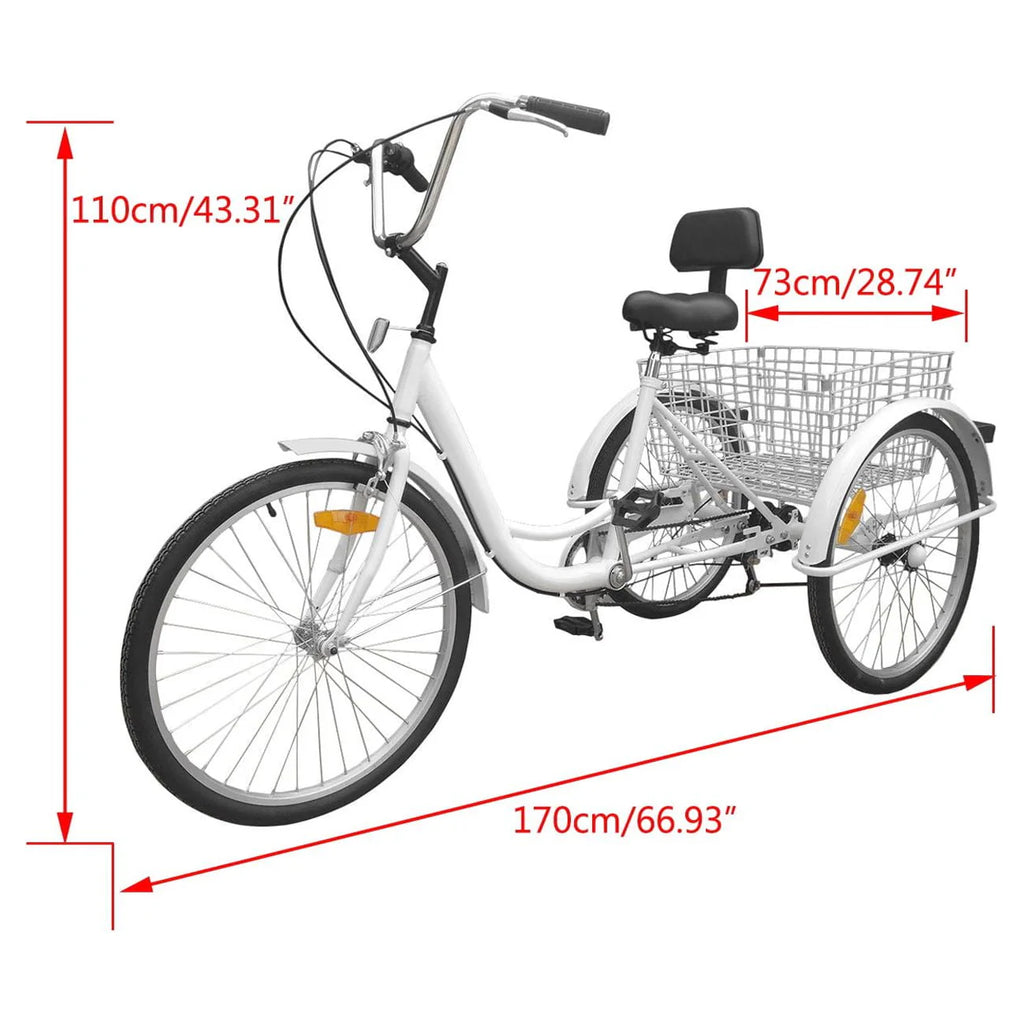 7-Speed Adult 3-Wheel Tricycle with Basket N783