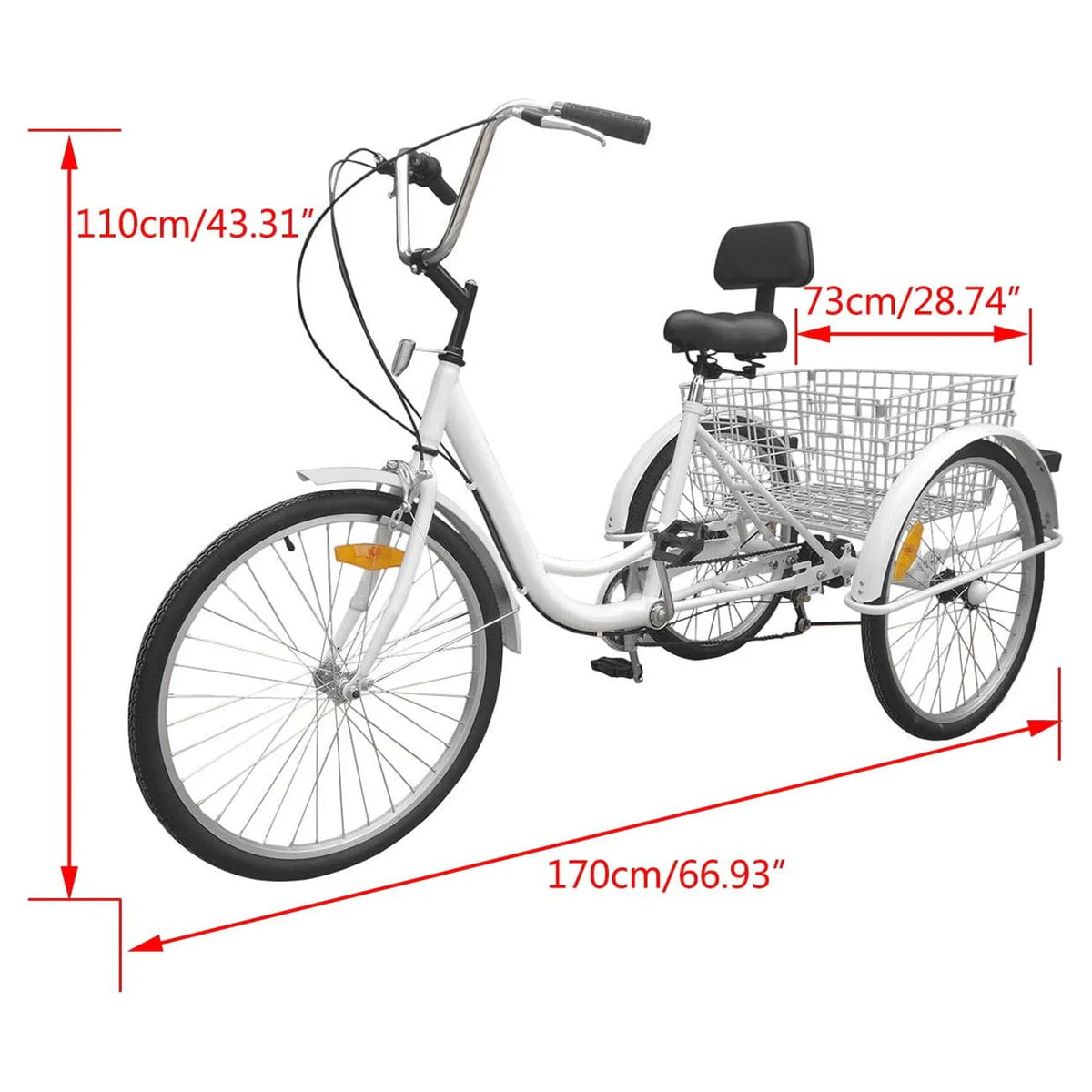 7-Speed Adult 3-Wheel Tricycle with Basket N783
