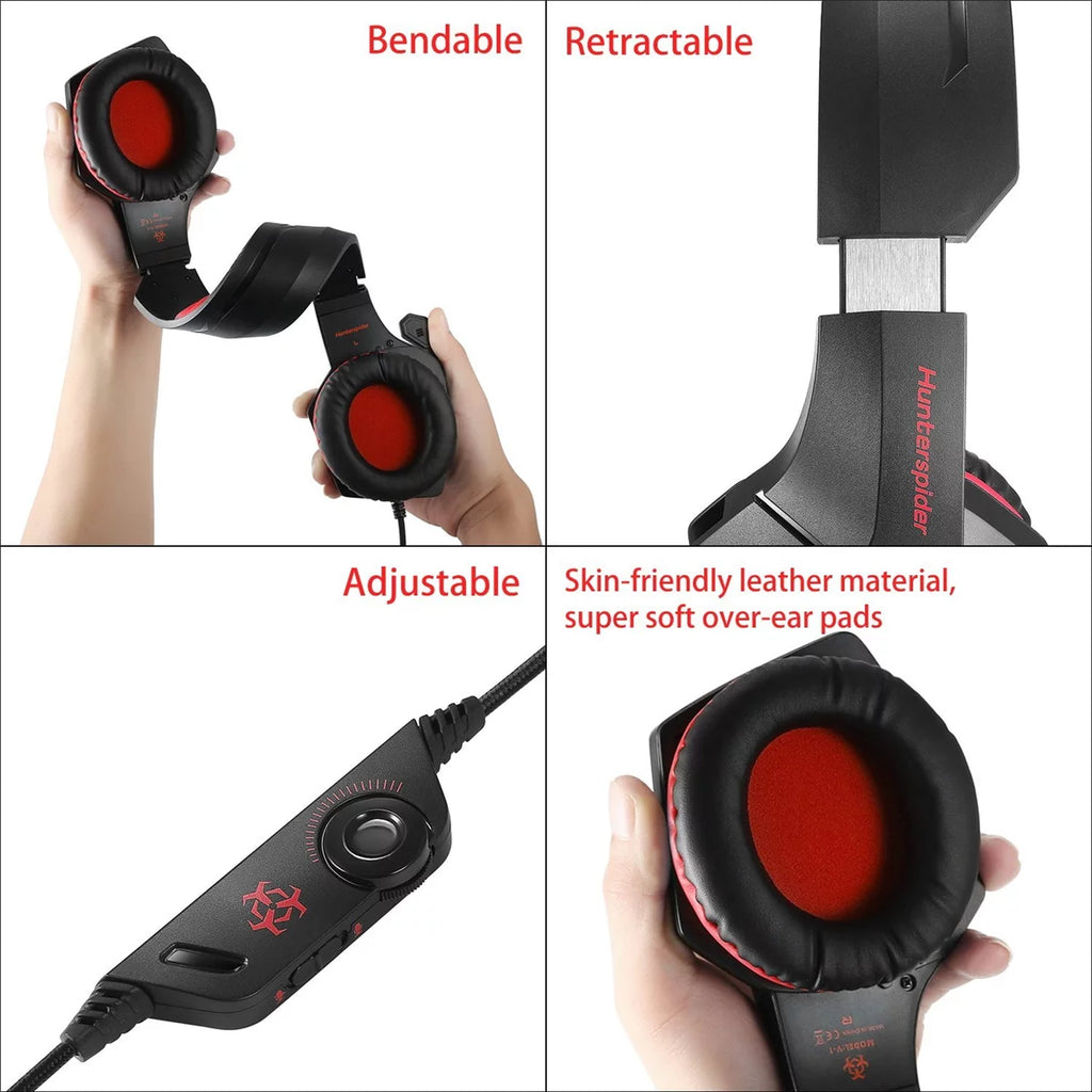 Gaming Headset with Mic, Over Ear 3.5mm Noise Canceling LED Light H894
