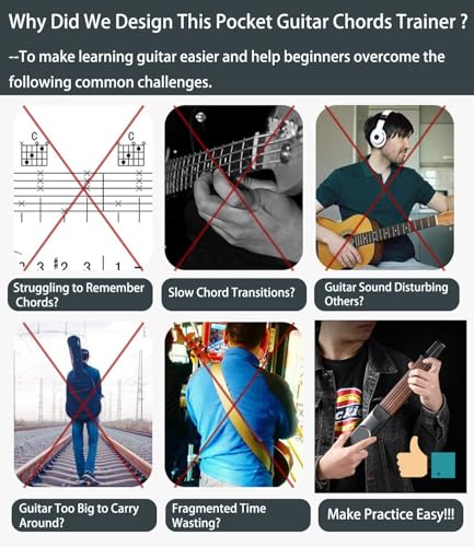 Portable Guitar Chord Practice Tool with Rotatable Chords Chart Screen H2420