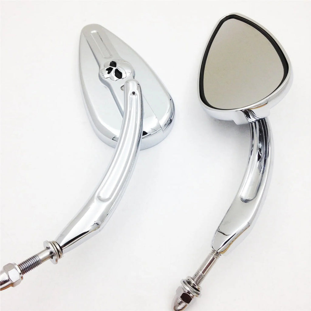 Skull Flame Side Mirrors chrome D984