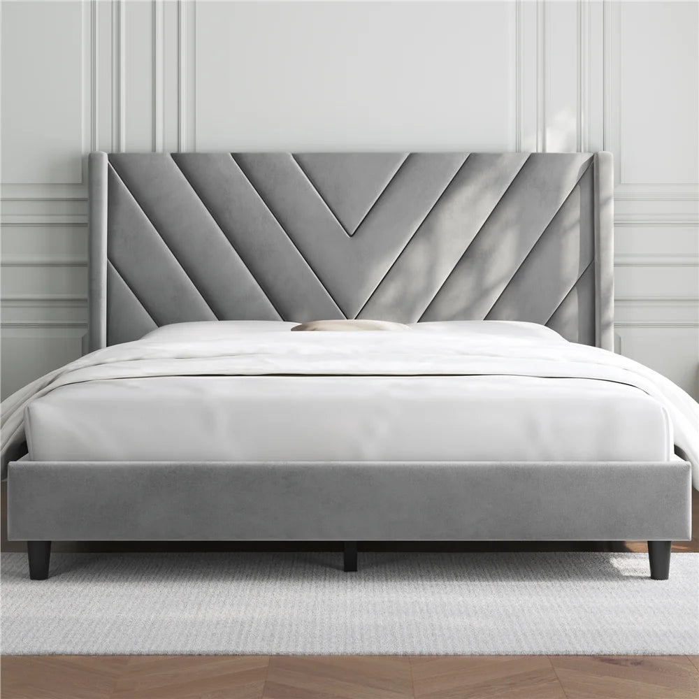 Queen Upholstered Platform Bed with Slat Support B5620