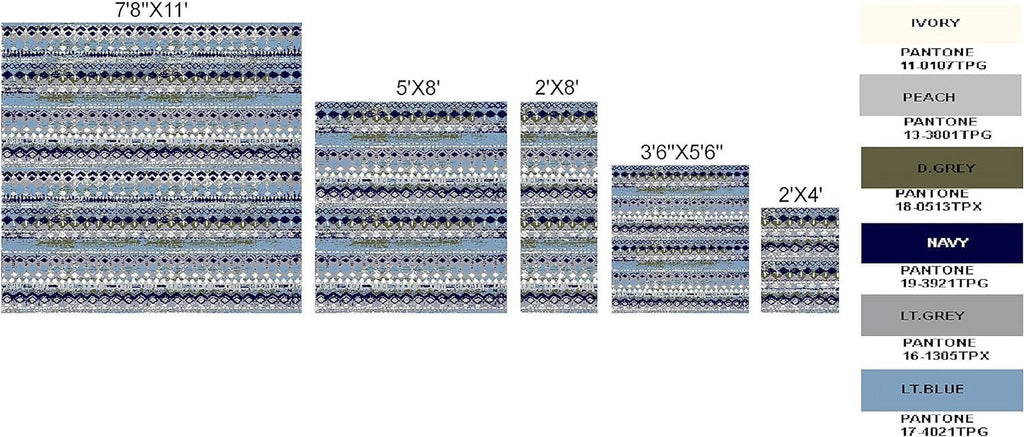 Light Blue Geometric Pattern Rug A76846