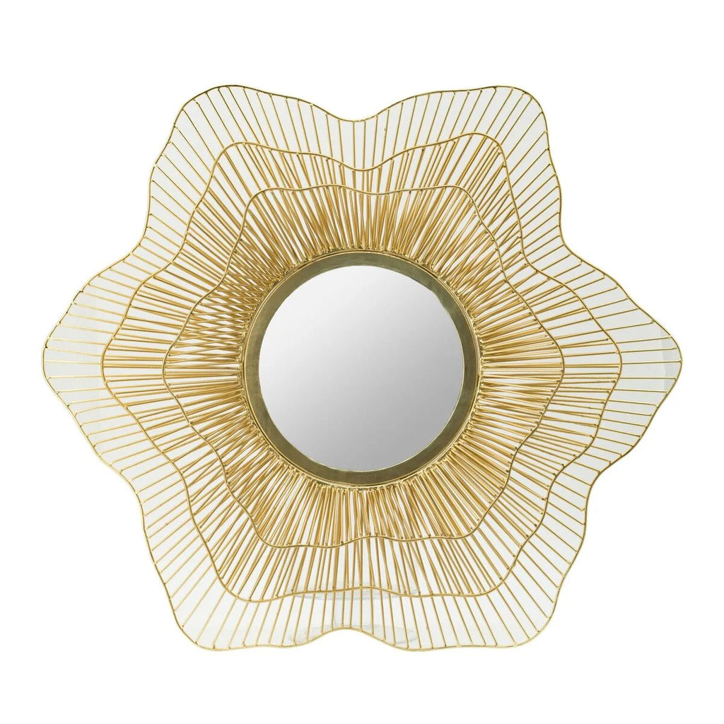 27" Brown Starburst Framed Wall Mirror D1120