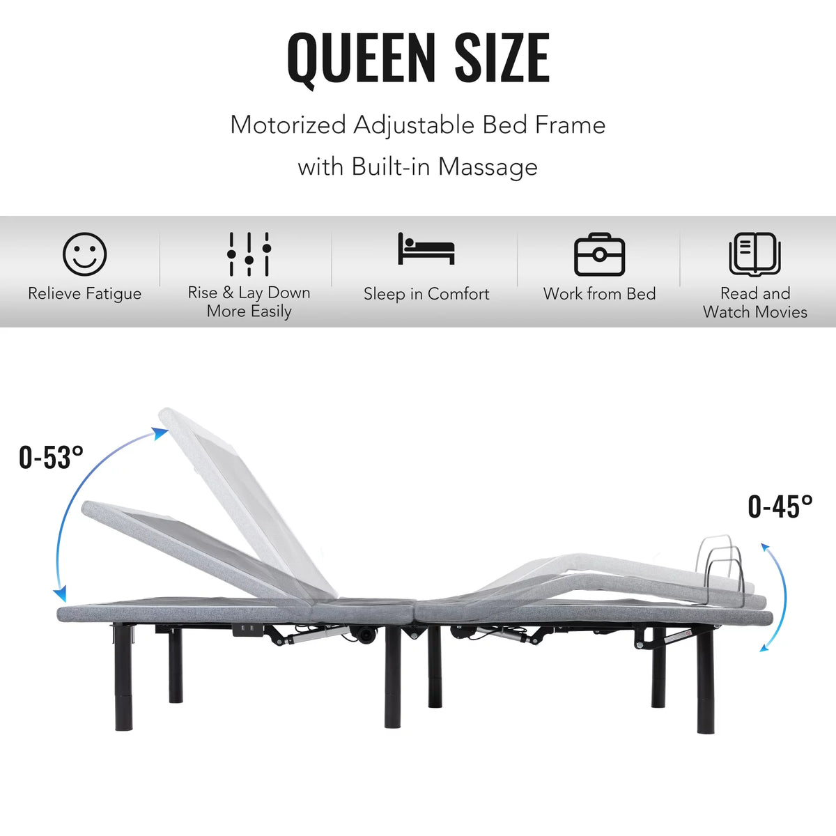 Queen Size Motorized Bed Frame with Remote Control F570