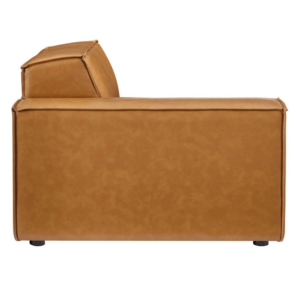 5-Piece Vegan Leather Sectional Sofa in Tan Q7963