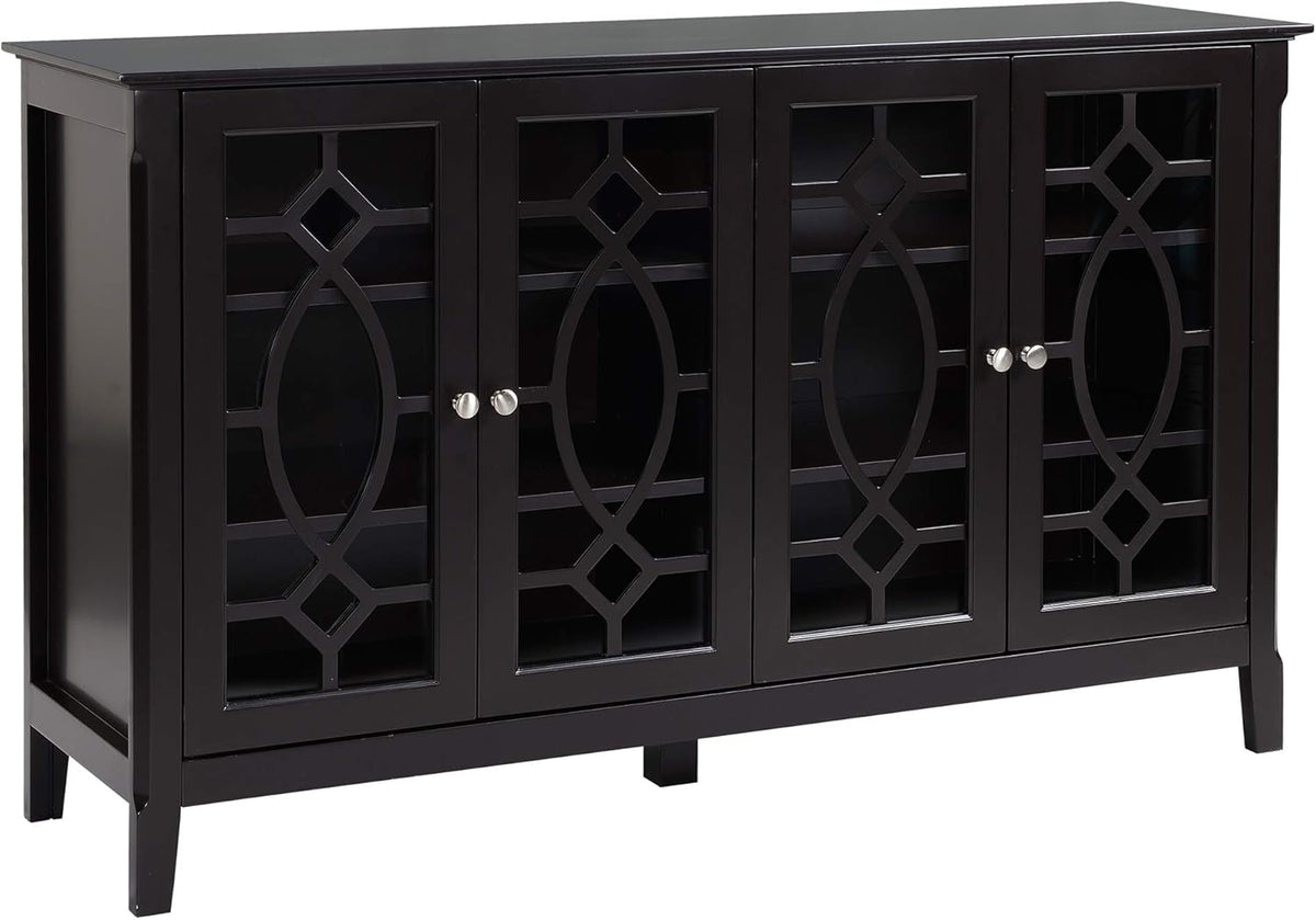 Wood Sideboard Buffet Cabinet with 4 Glass Doors R504401