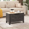 Charcoal Gray Storage Ottoman Bench with Safety Hinge Q682583