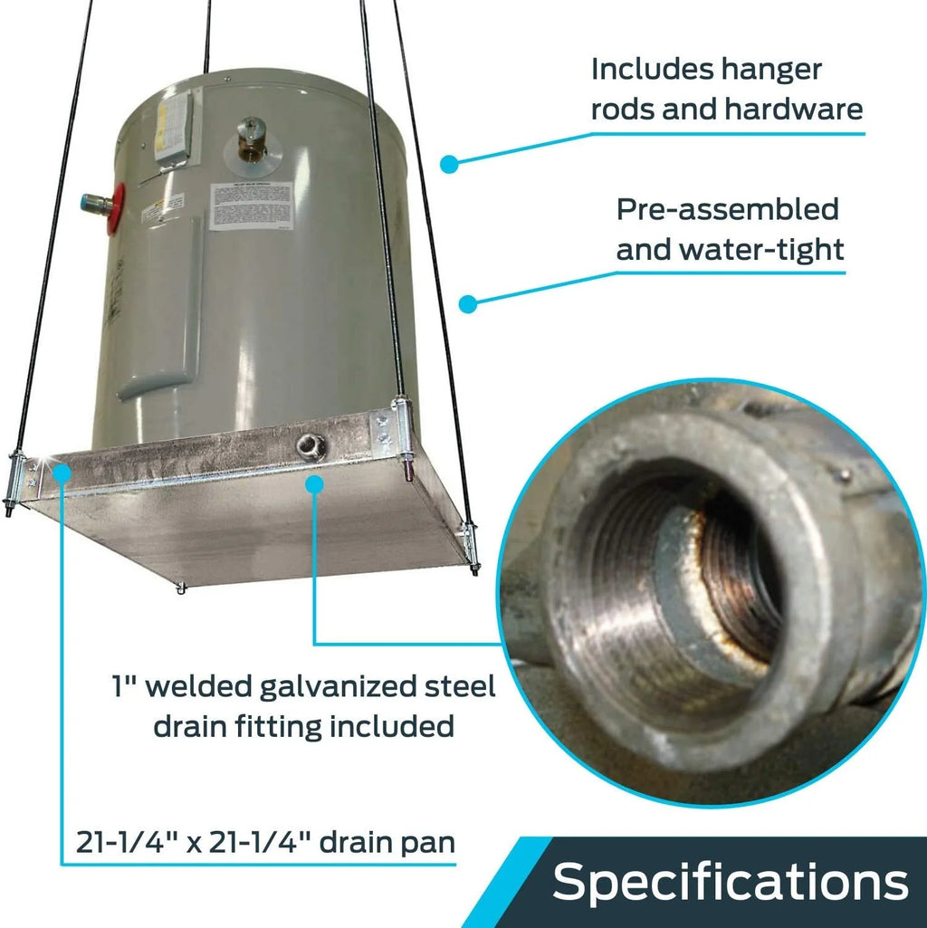 Ceiling Mounted Water Heater Platform with Steel Drain, Up To 20 Gallons A7956